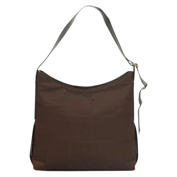 Salvatore Ferragamo Shoulder Bag Nylon Leather Brown Silver Auth - Picture 3 of 16